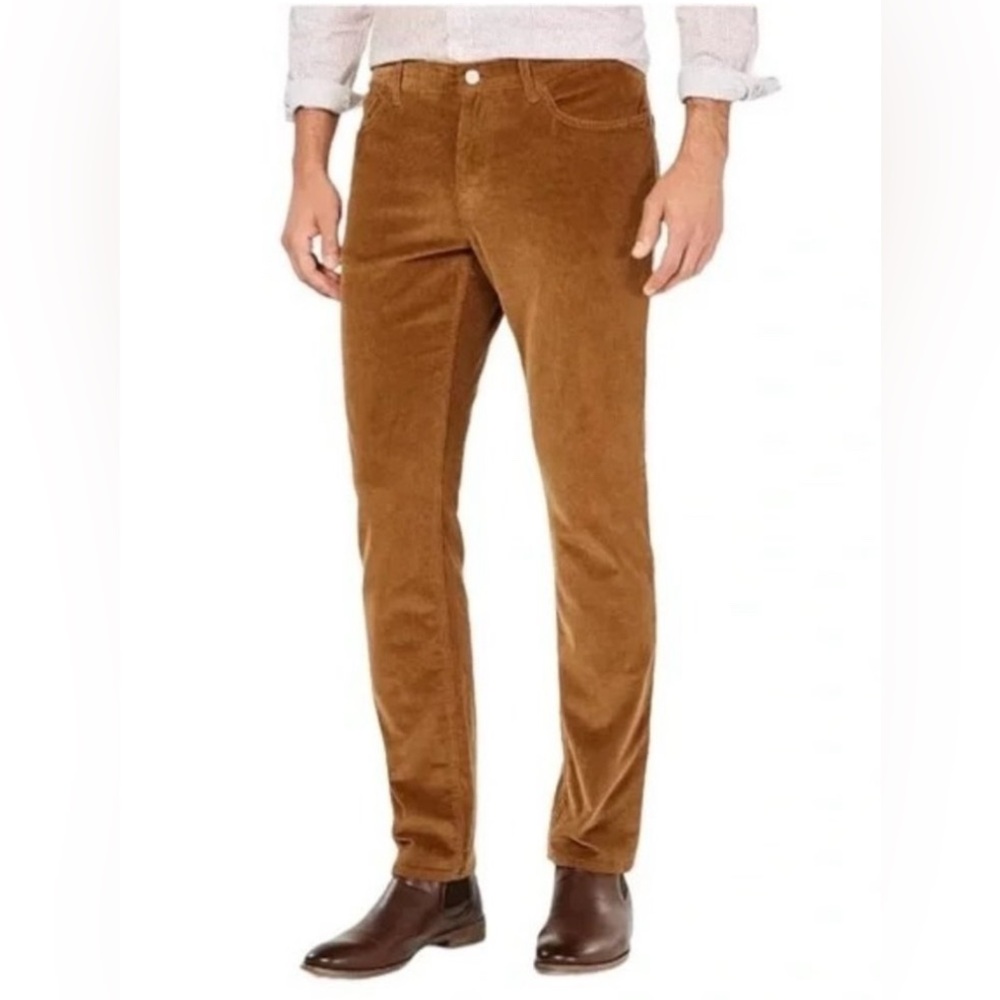 Mens Michael Kors Pants sz 36 x 30 Parker Slim Courduroy Brown Caramel Stretch